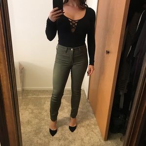 Bebe Stretchy deep v top